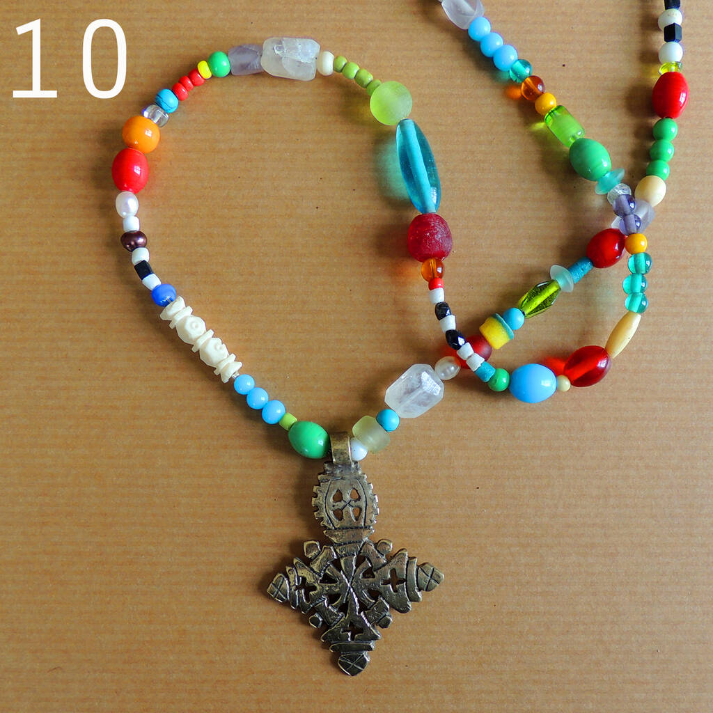 Beaded Necklace With A Silver Ethiopean Cross By Kali Stileman ...