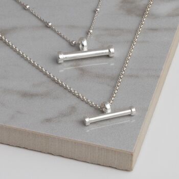 Sterling Silver T Bar Necklace, 3 of 9