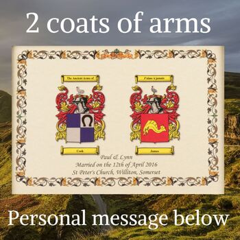 Unframed Personalised Double Coat Of Arms Scroll, 2 of 7