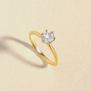 One Carat Round Solitaire Moissanite Engagement Ring In Sterling Silver And Gold Vermeil, 4 of 7