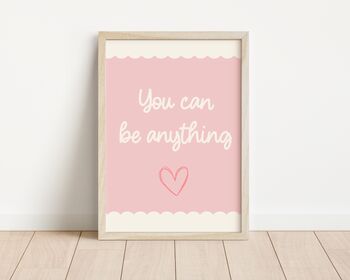 Personalised Affirmation Pink Floral Wall Print Set Of Three, 3 of 5