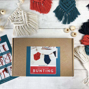 Macrame Kit Bunting. Teal, Navy, Coral And Cream, 5 of 12