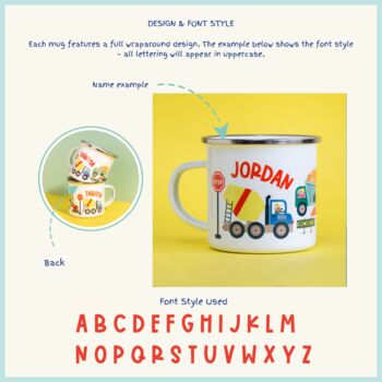 Personalised Children's Construction Site Enamel Mug, 8 of 12