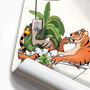Tiger Reading In The Bath, Funny Bathroom Home Decor, thumbnail 3 of 7