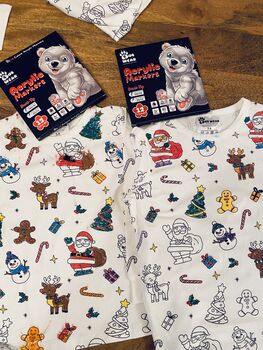 Colour Me In Kids Christmas Pyjamas With Pens, 6 of 10