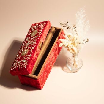 Amna Red Velvet Bridal Bangle Box, 2 of 10