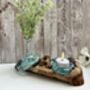Molten Glass Mini Vase And Tealight Set On Teak Root Base, thumbnail 5 of 12