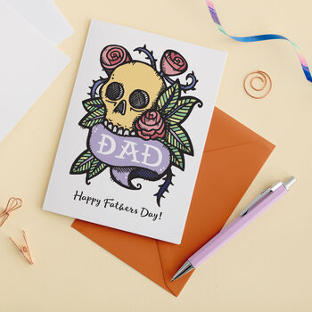 Skull And Roses Fathers Day Card, 4 of 5