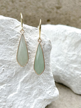 Aventurine Droplet Gold Plated Earrings, 5 of 5