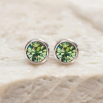 Sterling Silver August Peridot Birthstone Stud Earrings, 3 of 9