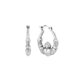 Sterling Silver Claddagh Creole Hoop Earrings, 2 of 5