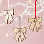 Personalised Wooden Bow Christmas Decoration, thumbnail 4 of 6