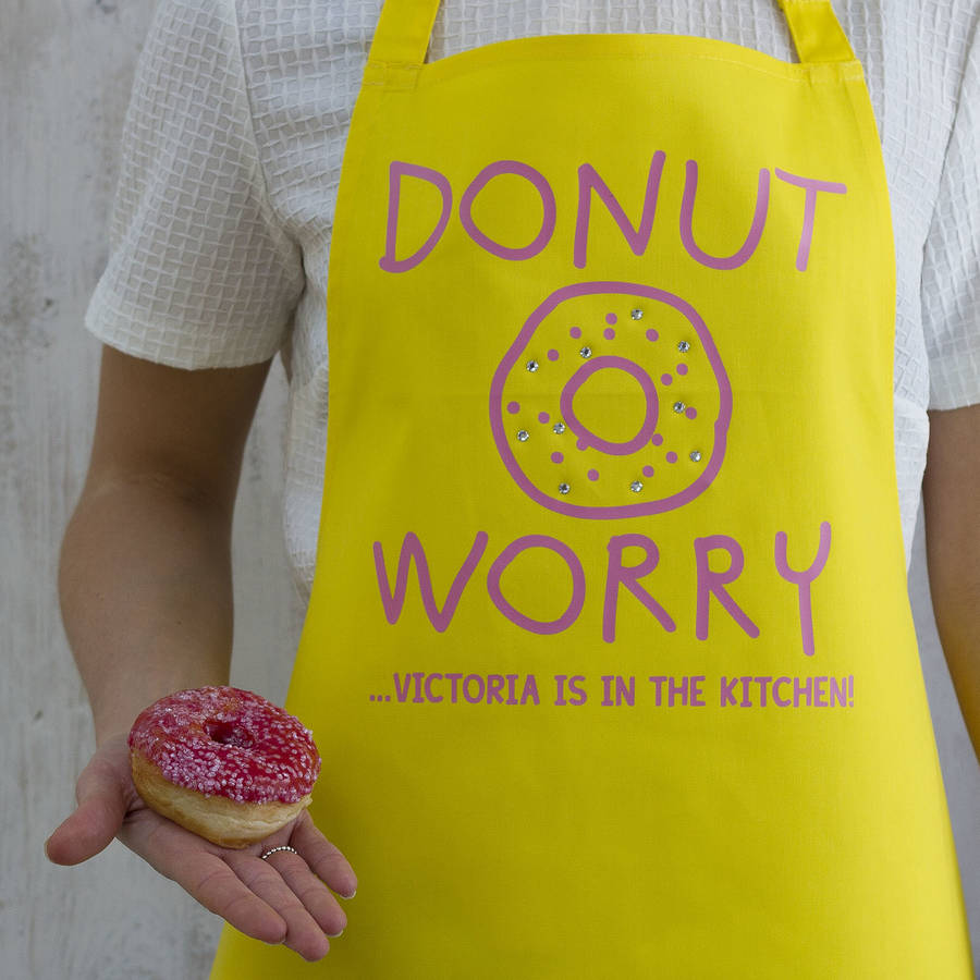 Personalised 'Donut Worry' Apron By Squiffy Print