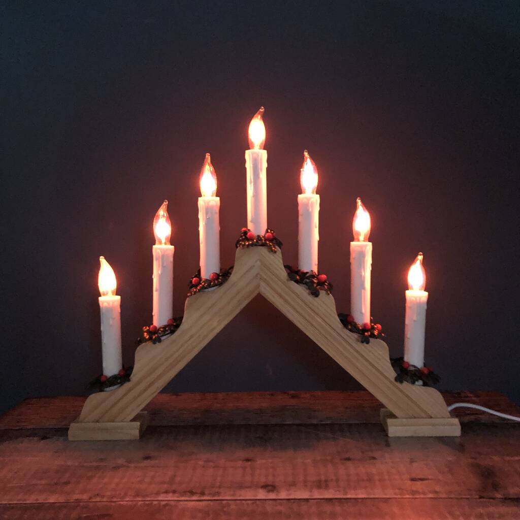 Christmas Pine Wooden Candle Bridge By Garden Selections