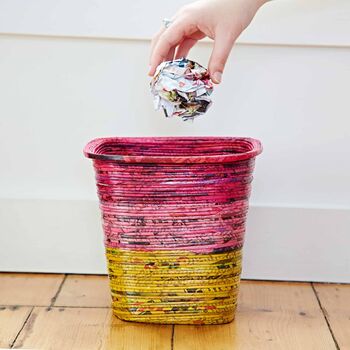 Colourful Recycled Newspaper Waste Paper Basket, 11 of 11