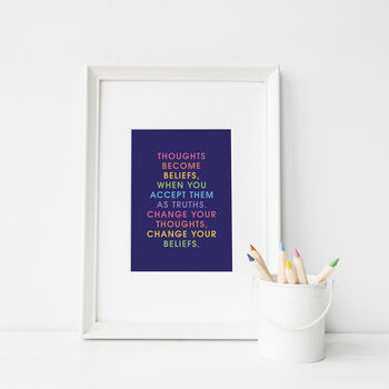 Thought Become Beliefs Rainbow Typographic Print, 2 of 2