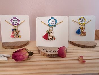 Gold Floral Initial Letter Charm Pendant Gift With Stand, 3 of 9