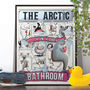 Arctic Animals In The Bathroom, Funny Toilet Art, thumbnail 1 of 7