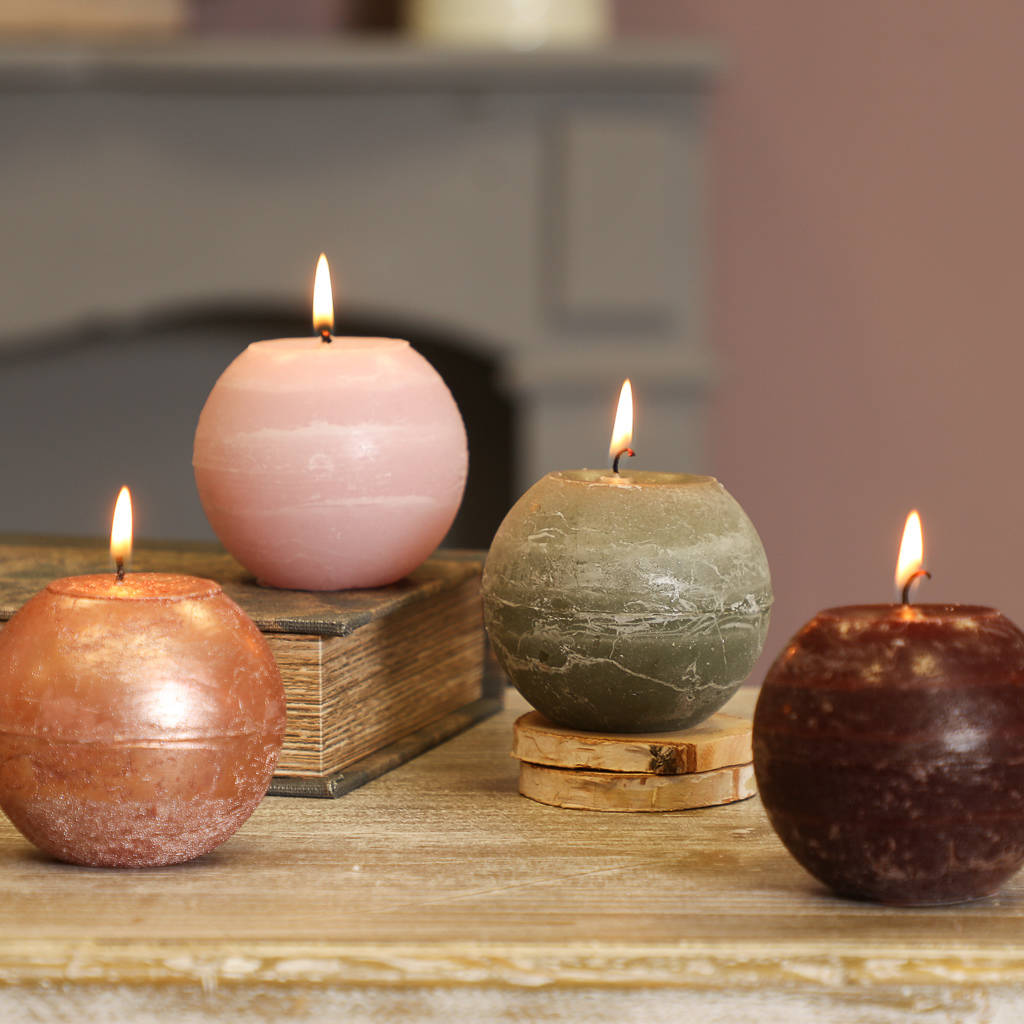 set of two metallic glow spherical candles by dibor ...