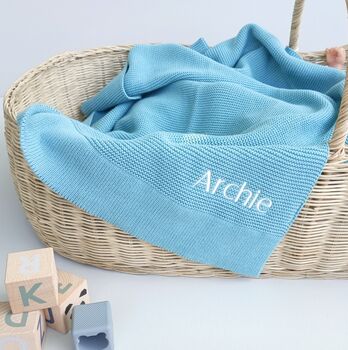 Personalised Knitted Baby Blanket 100% Cotton, 7 of 10