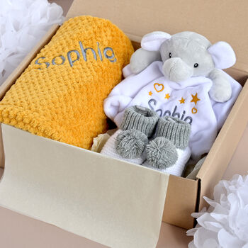 Personalised Baby Gift Set Blanket And Elephant Comforter, 7 of 10
