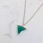 The Triangle Green Onyx Necklace, Silver, thumbnail 1 of 7