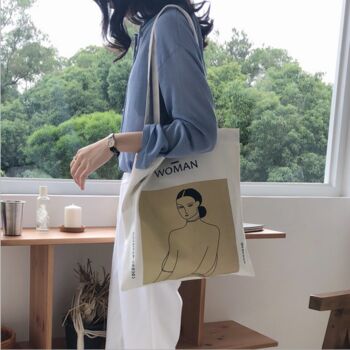 Woman Canvas White Tote Bag, 3 of 7