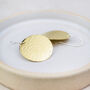 Sterling Silver And Brass Small Circle Textured Disc Earrings, thumbnail 2 of 3