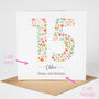 Floral Fun Personalised 15th Birthday Card, thumbnail 2 of 5