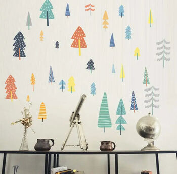 Pastel Colours Woodland Trees Wall Vinyl Stickers, 9 of 9