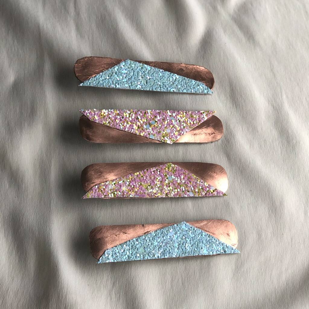 Geometric Copper Leather Hair Clips 'Eclair', 1 of 9