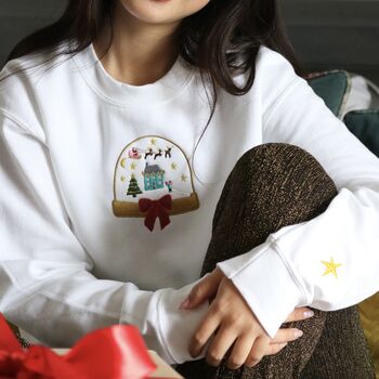 Embroidered Christmas Snowglobe Sweater, 2 of 4