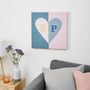 Personalised Love Heart Initials Canvas Wedding Print, thumbnail 1 of 3