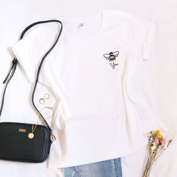 Embroidered 'Bee You' Bumblebee T Shirt, 2 of 3