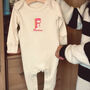 Personalised Organic Alphabet Sleep Suit Ecru, thumbnail 1 of 5