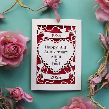 Personalised Papercut Ruby Wedding Anniversary Card, 2 of 4