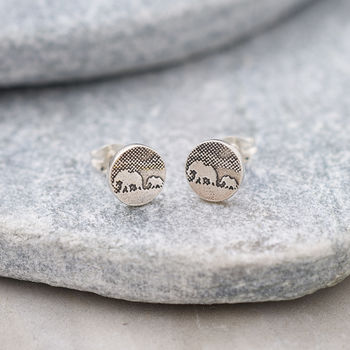 Sterling Silver Mother And Baby Elephant Stud Earrings, 3 of 5