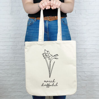 Birth Flower Personalised Tote Bag With Birthdate, 2 of 4