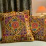 Handmade Indian Patchwork Cushion Cover Gold, thumbnail 3 of 6