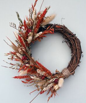 Autumn Small Dried Flower Wreath, 4 of 7