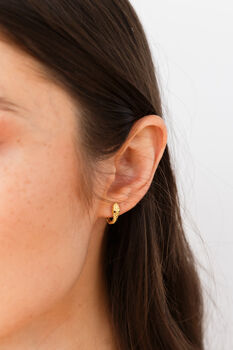 Gold Plated Ear Hugging Snake Hoop Earrings, 3 of 8