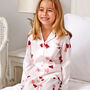 Personalised Girl's Pink Heart Long Sleeve Silky Pyjama, thumbnail 2 of 4