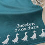 Personalised Knitted Duck Border Baby Blanket, thumbnail 4 of 7
