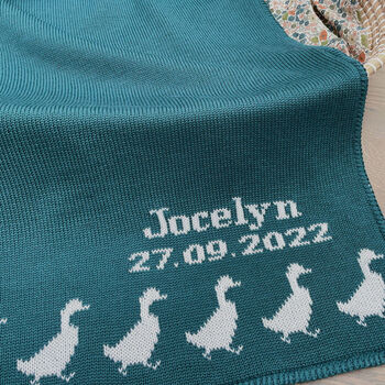 Personalised Knitted Duck Border Baby Blanket, 4 of 7