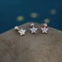 Tiny Star Cz Screw Back Earrings In Sterling Silver, thumbnail 1 of 10