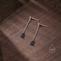Sapphire Blue Droplet Dangle Stud Earrings, thumbnail 4 of 10
