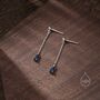 Sapphire Blue Droplet Dangle Stud Earrings, thumbnail 4 of 11