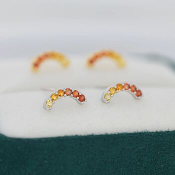 Ombre Red Cz Arch Rainbow Stud Earrings, 2 of 11