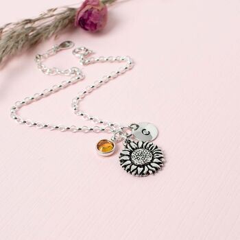 Sunflower Bracelet, Sterling Silver Personalised, 3 of 5