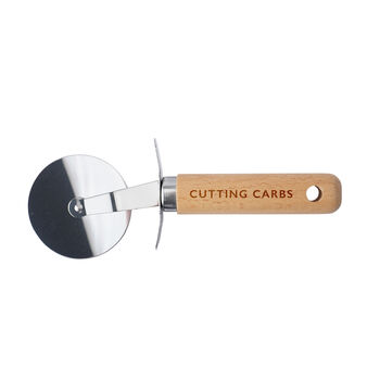 Wooden Handle Pizza Cutter 'Cutting Carbs', 2 of 2